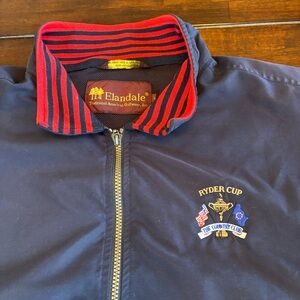 Vintage Ryder Cup Golf Navy Windbreaker Quarter Zip Jacket Red Striped Size L